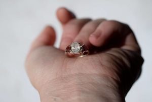COPY - Pink Tourmaline Engagement Ring, Raw Diamond Ring, Silver Ring En…